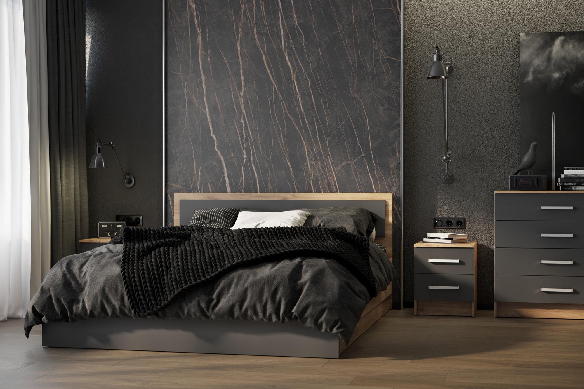 Модульная спальня Мартина графит / дуб крафт Модульная спальня Мартина графит / дуб крафт