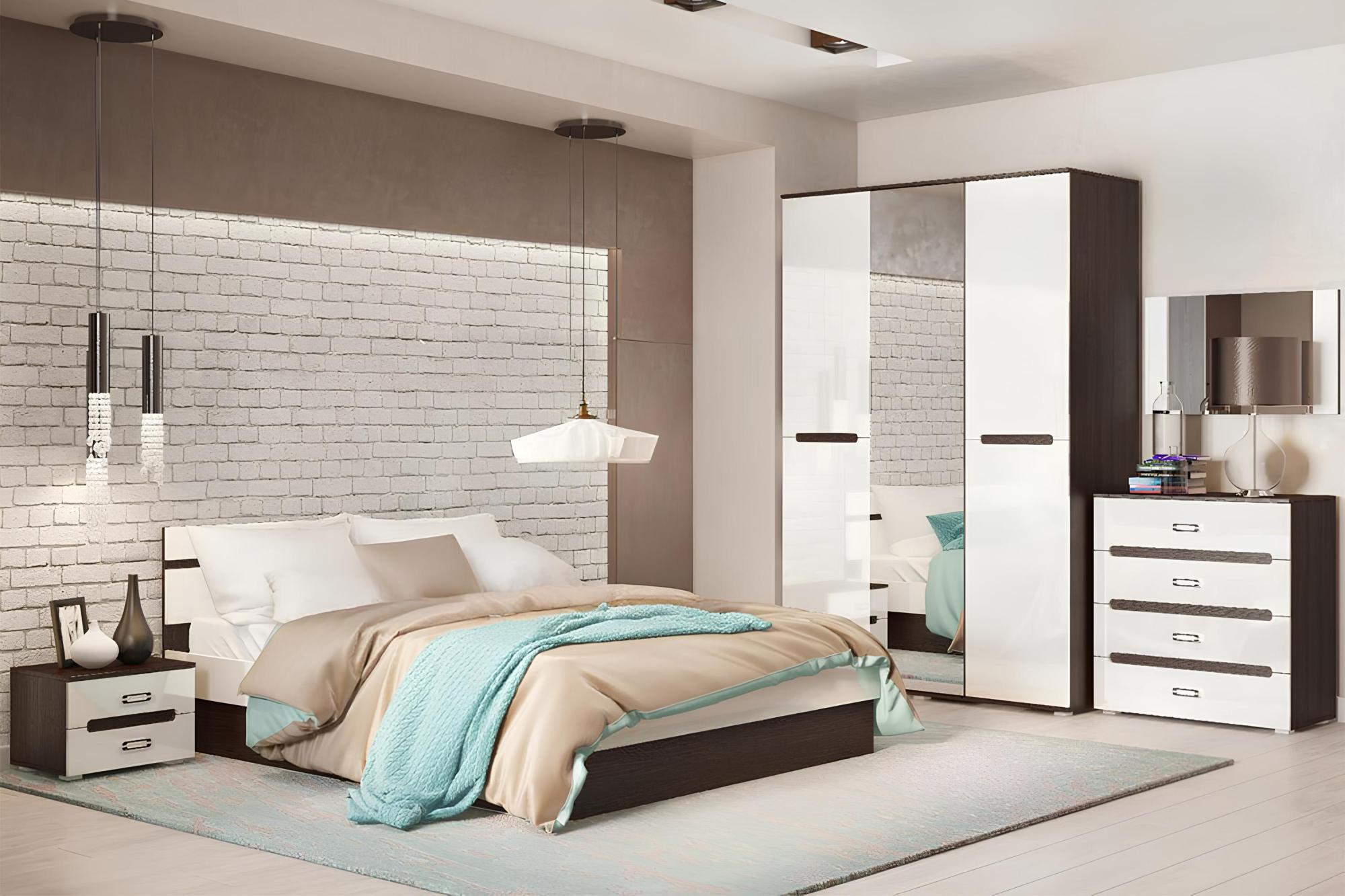 Тумба прикроватная Ким (2 шт.), Белый глянец холодный, Венге