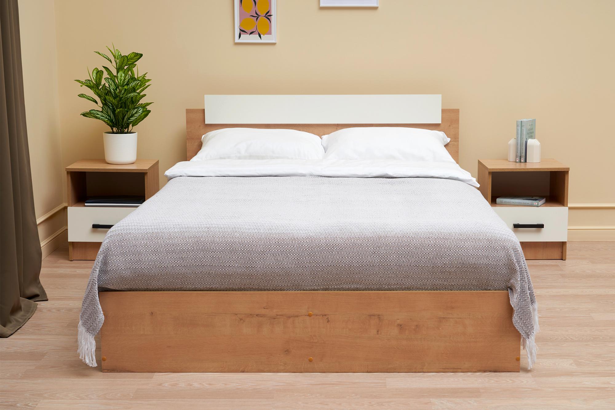 Кровать двухспальная Эко дуб вотан / белый